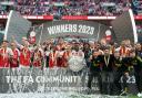 Arsenal celebrate winning the Community Shield