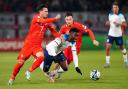 Bukayo Saka on England duty in North Macedonia