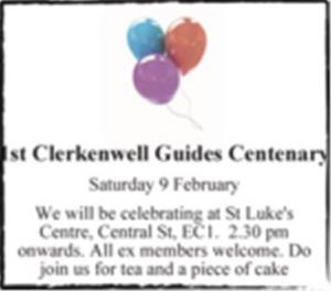 1st Clerkenwell Guides Centenary