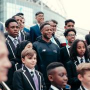 Raheem Sterling unveiled his foundation at his former school, Wembley's Ark Elvin Academy, this afternoon (November 16)