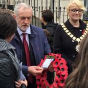 Jeremy Corbyn at a Remembrance gathering. The picture shared by Nickerson has been deleted but also showed Corbyn with a wreath.