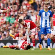 Arsenal's Gabriel Martinelli suffered an early injury against Brighton