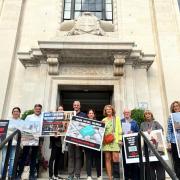 Campaigners against the proposed development outside Islington Town Hall earlier this year