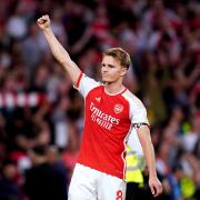 Martin Odegaard celebrates Arsenal's win over Man City