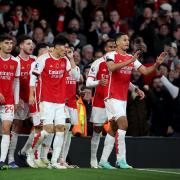 William Saliba celebrates scoring for Arsenal against Burnley