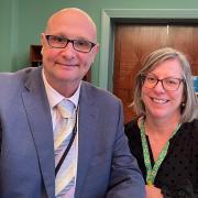 Jason and Mandy Whittaker, who between them have chalked up 67 years working at the Whittington Hospital