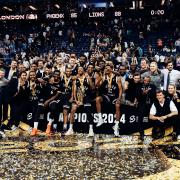 London Lions celebrate winning the British Basketball League Playoff Champions  Image: British Basketball League