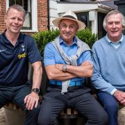 Spurs legends David Howells (left), Ossie Ardiles and Pat Jennings at hospice golf day fundraiser