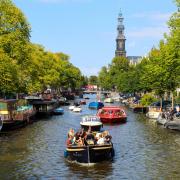 The canal along Prinsengracht in Amsterdam where Anne Frank House is now a museum