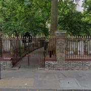 View of Bunhill Fields from Bunhill Row - the locations of the two sexual assaults