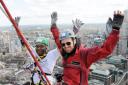 Ameachi Odiatu with instructor Andy Day just before his death-defying descent Pic: Dieter Perry