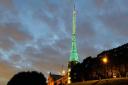 Ally Pally's transmission mast lit up a few years ago on the anniversary of the Grenfell fire.