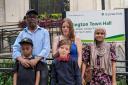 Pooles Park parents Paul Levy-Adophy with Uchenna, Catherine Galvin with Leighton, Rubena Begum. Photo: Julia Gregory