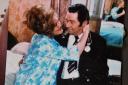 Memento snap of Andria Lawrence with Reg Varney in TV's On The Buses