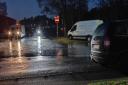 A road in Mildenhall was flooded after a burst water main