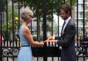 MCC President Clare Connor and Ben Heyhoe Flint open the new Rachael Heyhoe Flint Gate at Lord's