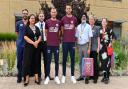 Vladimir Coufal and Lukasz Fabianski met staff at Queen's Hospital