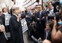 Barrister Alejandra Llorente Tascon speaking outside the Old Bailey, where advocates from the Criminal Bar Association are taking part in planned strike action