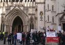 Protestors outside the Royal Courts of Justice