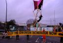 Protesters blockade the Edmonton incinerator site this morning