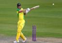 Australia's Mitchell Marsh strikes the ball during the first Royal London ODI match at Emirates Old Trafford, Manchester.