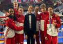 Some of Islington Boxing Club's female members face the camera