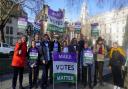 Cath Attlee with fellow north London Make Votes Matter supporters at democracy rally