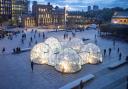 Pollution Pods by artist Michael Pinsky in Granary Square, King's Cross