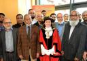 Mayor of Islington Cllr Una O'Halloran with members of the Islington Bangladesh Association including chair Iftekhar Choudhury to the left of the mayor and executive director Asad Choudhury to her right. Picture: Polly Hancock