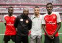 Arsenal in the Community launches its joint scheme with Centrepoint. Nathan Auguste and Francis Coquelin, centre, took a training session at the Arsenal Hub. Picture: Charlie Forgham-Bailey