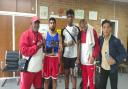 Islington Boxing Club\'s John Richards, Abs Jasmin, Tre Emmanuel, Jerry Mitchell and Henry Nguyen face the camera at Harlow