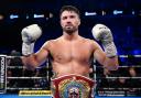 John Ryder celebrates winning the WBO Interim world super-middleweight title