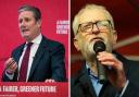 Jeremy Corbyn (right) hit out at Keir Starmer's decision to ban him from running as a Labour candidate at the next election