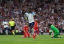 Bukayo Saka celebrates scoring his third goal for England against North Macedonia. Picture: TIM GOODE/PA