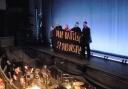 Fossil Free London activists stormed the stage during the interval of Romeo & Juliet at Sadler's Wells