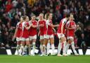 Arsenal celebrate Amanda Ilestedt's goal against Chelsea