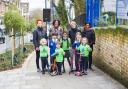 Councillors and schoolchildren outside St Joseph's Primary School