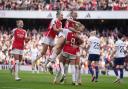 Arsenal women celebrate their goal scored by Alessia Russo against Tottenham Hotspur during the Barclays Women's Super League match at the Emirates Stadium, London. Picture date: Sunday March 3, 2024.