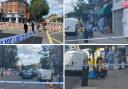 Pictures of police and forensics after a stabbing on Stroud Green Road