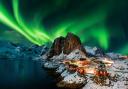 Aurora borealis over Hamnoy the Lofoten Islands