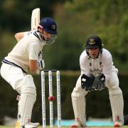 Middlesex's John Simpson batting during day two of the Bob Willis Trophy match at Radlett Cricket Club, Radlett.