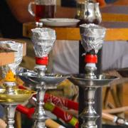 Shisha pipes outside a London cafe (stock image).