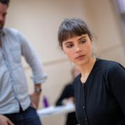 John Hopkins and Genevieve Gaunt in rehearsal for Ghosts of the Titanic