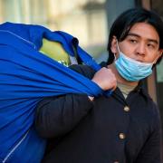 Joseph Huang Kang, 24, outside Westminster Magistrates' Court, central London, where he is charged with trespassing in the Royal Mews