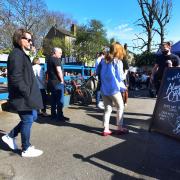 Customers at The Alwyne Castle, St Pauls Road, Islington on 17.04.21. Outdoor space at the pub opened back up on April 12, and customers will be allowed back inside on May 17