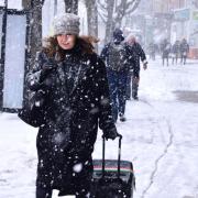 Commuters battle through snow in Upper Street on Wednesday morning. Picture: Polly Hancock