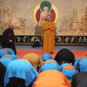 The Abbot of the Shaolin Temple in China, Shi Yong Xin, leads a ceremony at the London Shaolin Temple