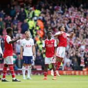 Arsenal celebrate their win over Tottenham earlier this season