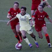 Mana Iwabuchi in action for Arsenal