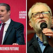 Jeremy Corbyn (right) hit out at Keir Starmer's decision to ban him from running as a Labour candidate at the next election